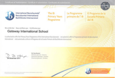 IB PYP Authorization Certificatee